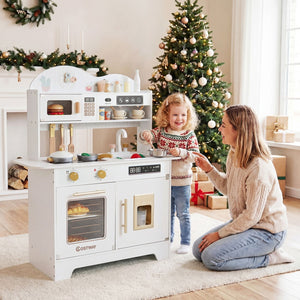 Kids Kitchen Playset with 17 Pcs Accessories and Oven Ice Maker and Stove