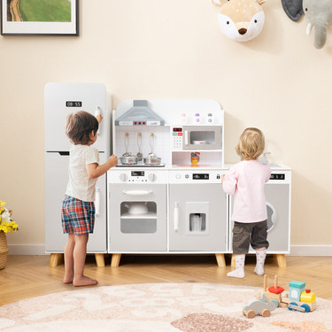 Kids Kitchen Playset 3-in-1 with Refrigerator and Washing Machine