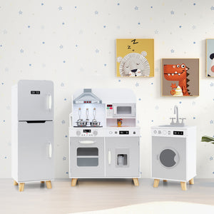 Kids Kitchen Playset 3-in-1 with Refrigerator and Washing Machine