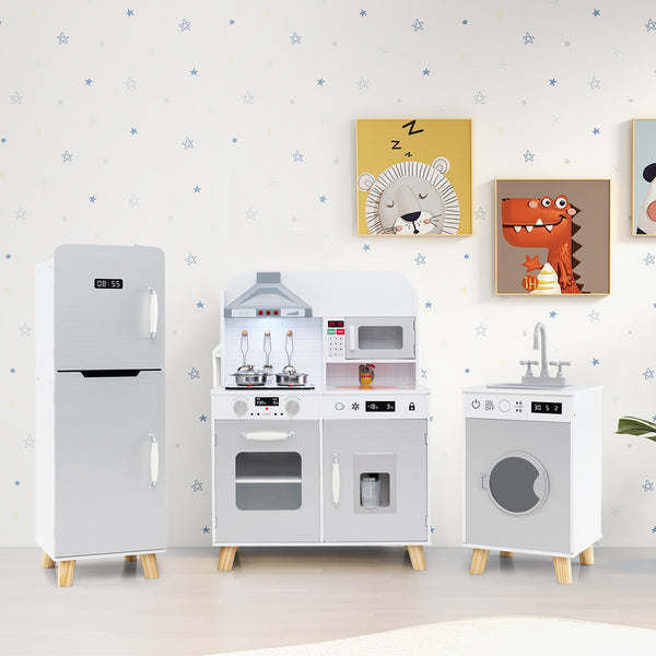 Kids Kitchen Playset 3-in-1 with Refrigerator and Washing Machine