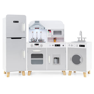 Kids Kitchen Playset 3-in-1 with Refrigerator and Washing Machine