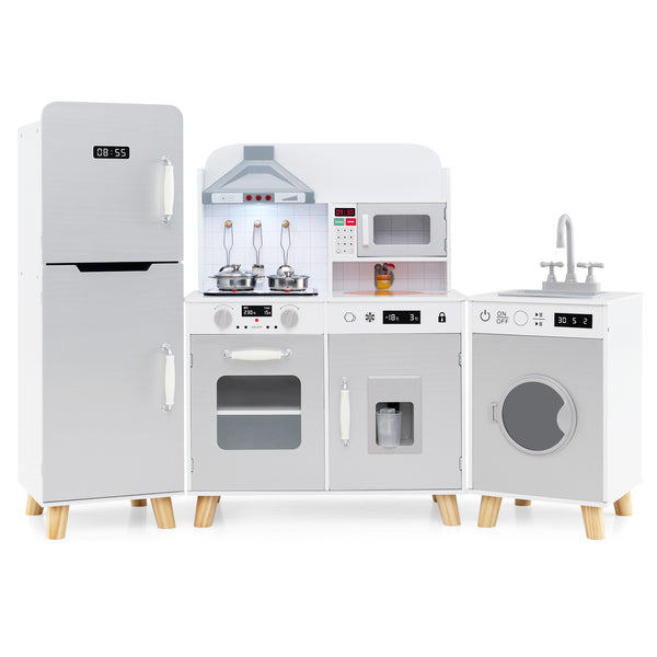 Kids Kitchen Playset 3-in-1 with Refrigerator and Washing Machine