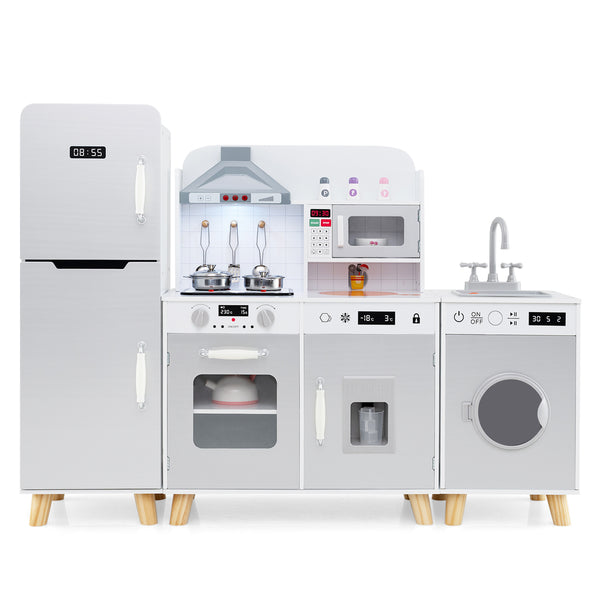 Kids Kitchen Playset 3-in-1 with Refrigerator and Washing Machine