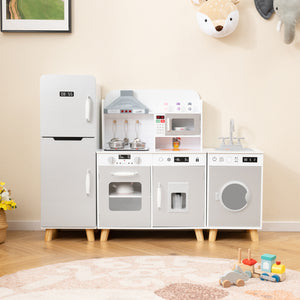 Kids Kitchen Playset 3-in-1 with Refrigerator and Washing Machine