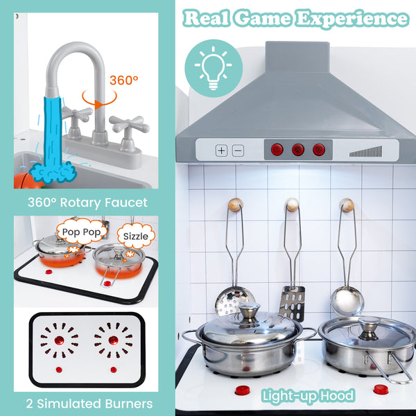 Kids Kitchen Playset 3-in-1 with Refrigerator and Washing Machine