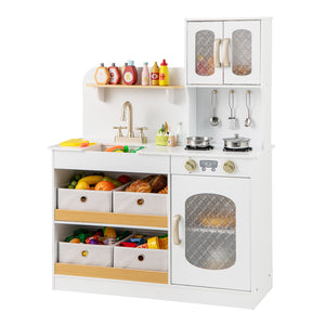 Kids Kitchen Playset with Cooking Accessories and Toy Cuttable Veggies