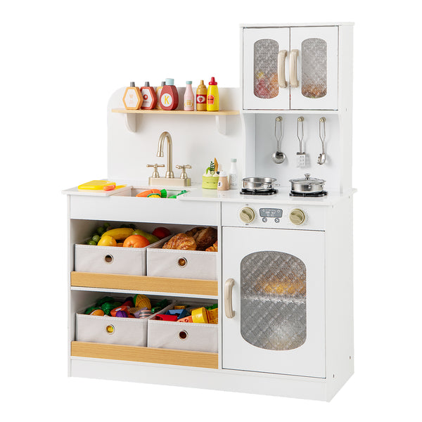 Kids Kitchen Playset with Cooking Accessories and Toy Cuttable Veggies