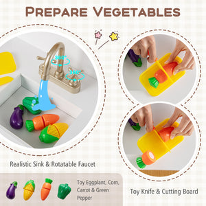 Kids Kitchen Playset with Cooking Accessories and Toy Cuttable Veggies
