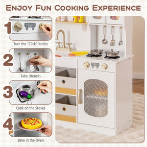 Kids Kitchen Playset with Cooking Accessories and Toy Cuttable Veggies