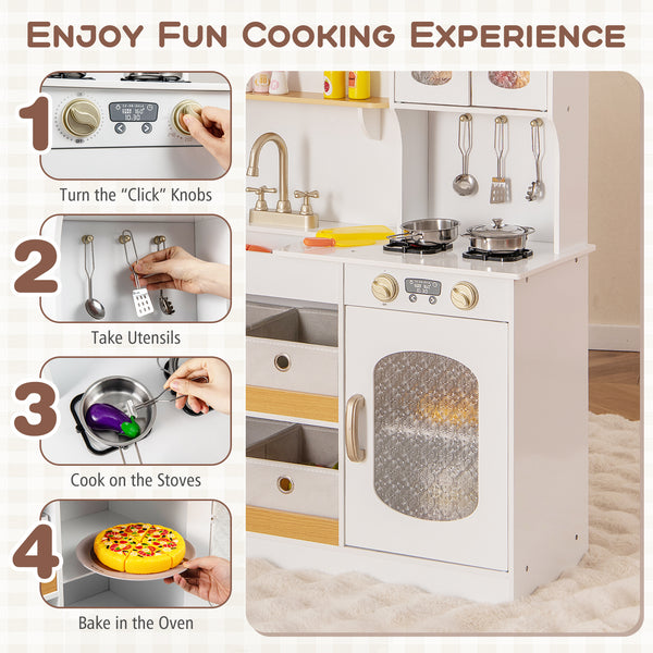 Kids Kitchen Playset with Cooking Accessories and Toy Cuttable Veggies