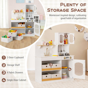 Kids Kitchen Playset with Cooking Accessories and Toy Cuttable Veggies