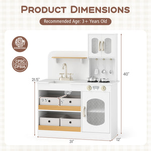 Kids Kitchen Playset with Cooking Accessories and Toy Cuttable Veggies