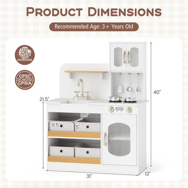 Kids Kitchen Playset with Cooking Accessories and Toy Cuttable Veggies