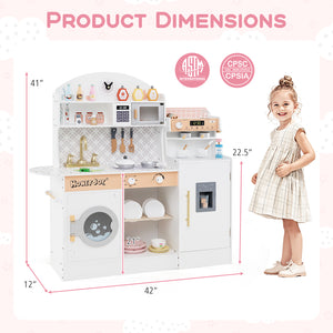Kids Kitchen Set Wooden with Coffee Makers and Accessories