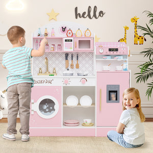 Kids Kitchen Set Wooden with Coffee Makers and Accessories