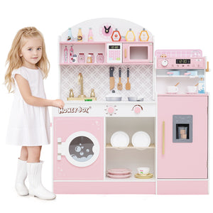 Kids Kitchen Set Wooden with Coffee Makers and Accessories