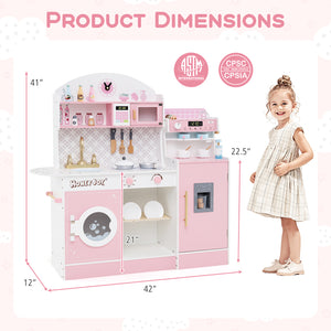 Kids Kitchen Set Wooden with Coffee Makers and Accessories