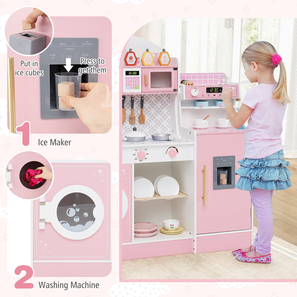Kids Kitchen Set Wooden with Coffee Makers and Accessories