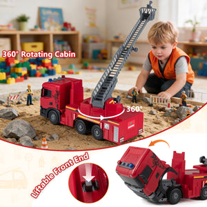 Kids Large Fire Truck Toy with Extendable Ladder Licensed Scania-Red