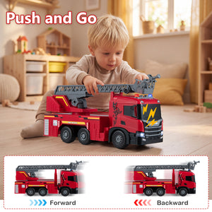 Kids Large Fire Truck Toy with Extendable Ladder Licensed Scania-Red