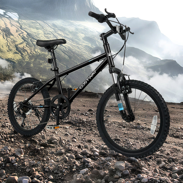 Kids Mountain Bike 20 24 Inch Child Bicycle for Boys Girls Aged 8+ Years Old Black