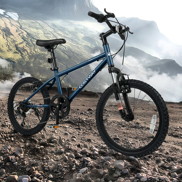 Kids Mountain Bike 20 24 Inch Child Bicycle for Boys Girls Aged 8+ Years Old Navy