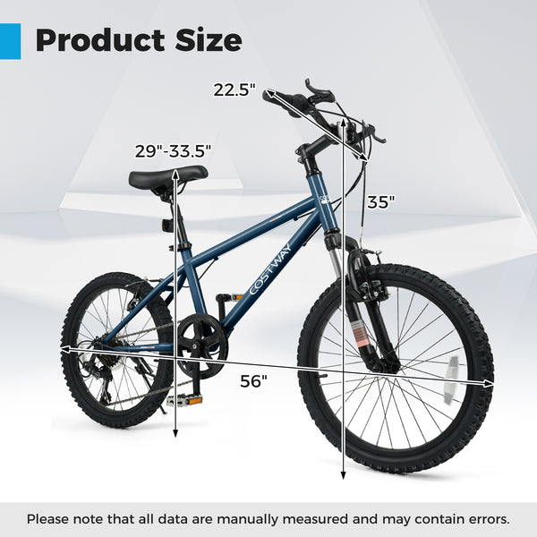 Kids Mountain Bike 20 24 Inch Child Bicycle for Boys Girls Aged 8+ Years Old Navy