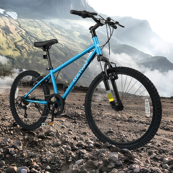 Kids Mountain Bike 20 Inch Child Bicycle for Boys Girls Aged 8+ Years Old Blue