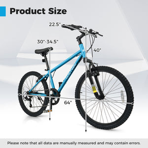 Kids Mountain Bike 20 Inch Child Bicycle for Boys Girls Aged 8+ Years Old Blue