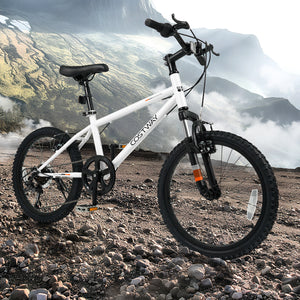 Kids Mountain Bike 20 24 Inch Child Bicycle for Boys Girls Aged 8+ Years Old White