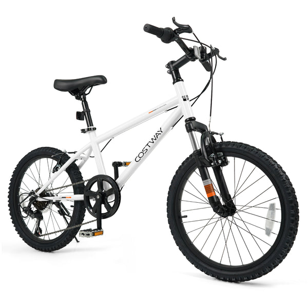 Kids Mountain Bike 20 24 Inch Child Bicycle for Boys Girls Aged 8+ Years Old White