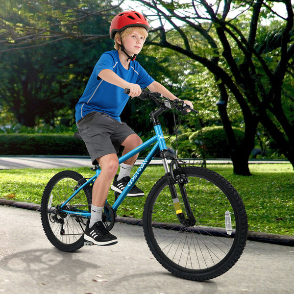 Kids Mountain Bike 20 Inch Child Bicycle for Boys Girls Aged 8+ Years Old Blue