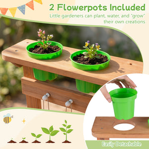 Kids Mud Kitchen with Water Tank and Sink and 15 Accessories for Ages 3+-Natural