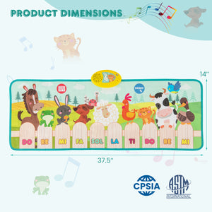 Kids Musical Mat Indoor Outdoor Animal Farm Piano - Weather-Resistant