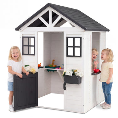 Kids Outdoor Playhouse with Sink Spruce Wooden Cottage with Half Door
