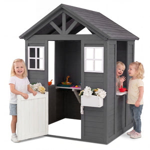 Kids Outdoor Playhouse with Sink Spruce Wooden Cottage with Half Door