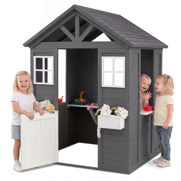 Kids Outdoor Playhouse with Sink Spruce Wooden Cottage with Half Door