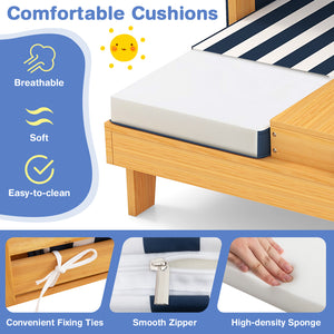 Kids patio lounge chair with cup holders and awning, perfect for outdoor play and relaxation. Angle view 16.