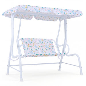 Kids Patio Swing 2-Seater Outdoor Porch Swing Lounge Chair with Adjustable Canopy
