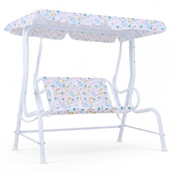 Kids Patio Swing 2-Seater Outdoor Porch Swing Lounge Chair with Adjustable Canopy