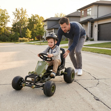 Kids Pedal Go Kart with Steering Wheel and Gear Shifter and Handbrake