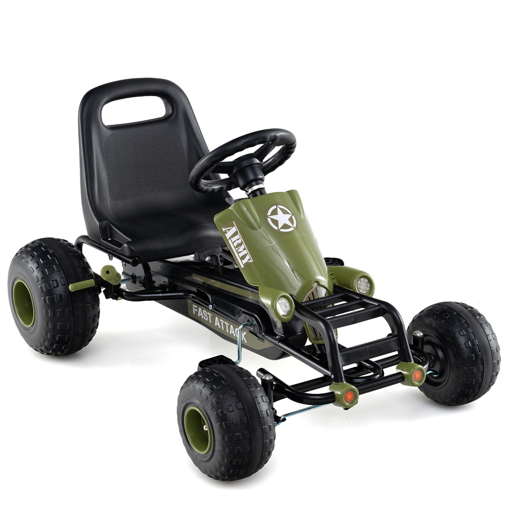 Kids Pedal Go Kart with Steering Wheel and Gear Shifter and Handbrake