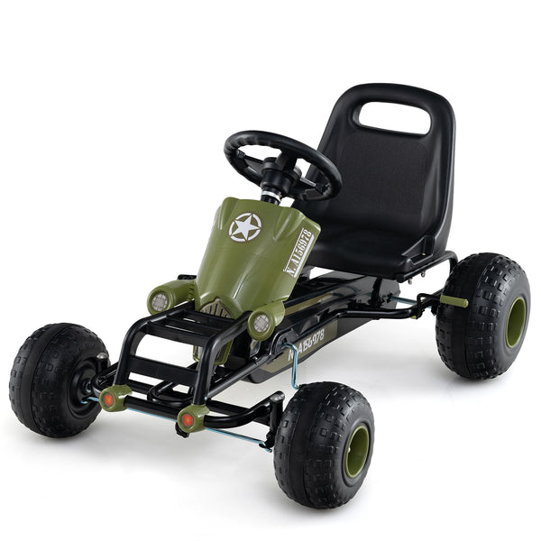 Kids Pedal Go Kart with Steering Wheel and Gear Shifter and Handbrake