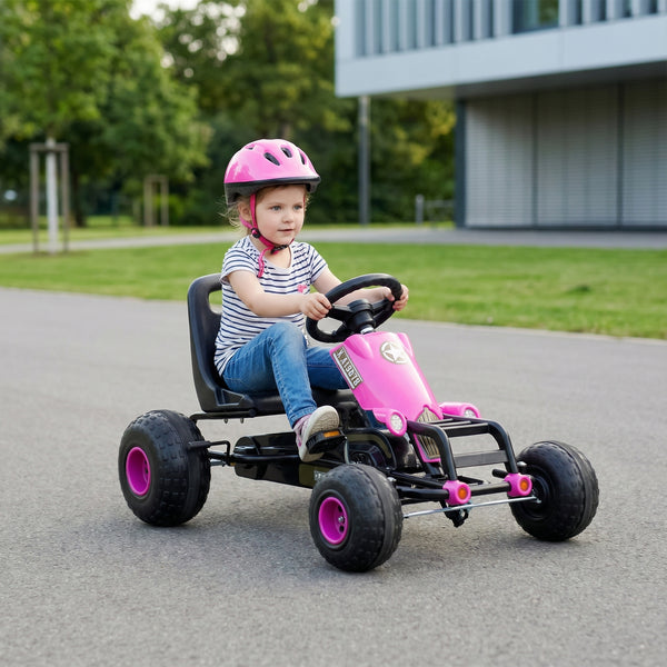 Kids Pedal Go Kart with Steering Wheel and Gear Shifter and Handbrake