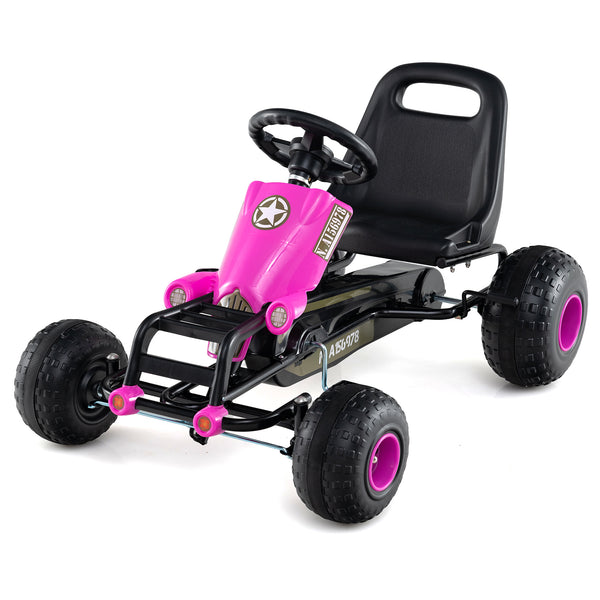 Kids Pedal Go Kart with Steering Wheel and Gear Shifter and Handbrake