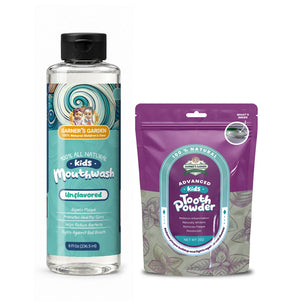 Garner's Garden Kid's Mouthwash and Tooth Powder Package Natural Fluoride Free
