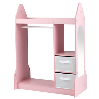 Kids Play Armoire Dresser in Pink with Cloth Hanger for stylish kids storage solutions.