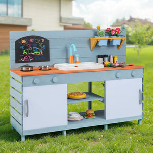 Kids Play Kitchen Set with Stoves for Boys Girls Aged 3-8-Blue