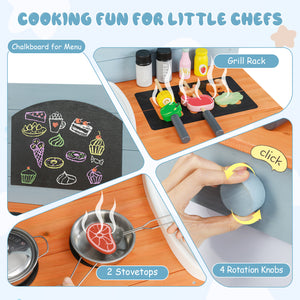 Kids Play Kitchen Set with Stoves for Boys Girls Aged 3-8