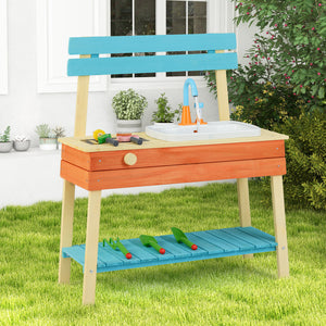 Kids Play Kitchen Set  Wooden Kitchen Playset Chef Pretend Mud Kitchen